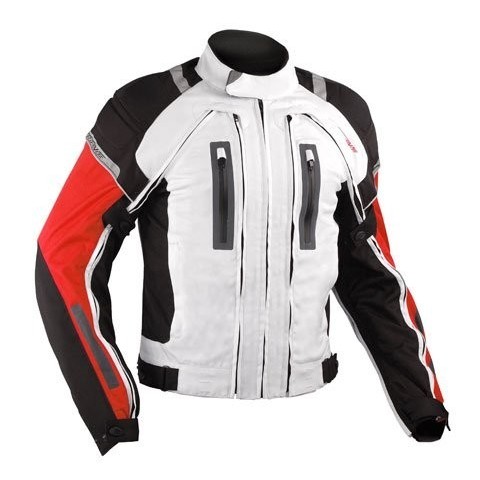 A-Pro Areotech White-Red Touring Motorcycle Jacket