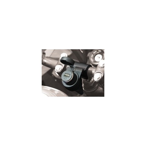 BC Toma de Mechero USB 12V para Moto con Soporte Manillar | Negro
