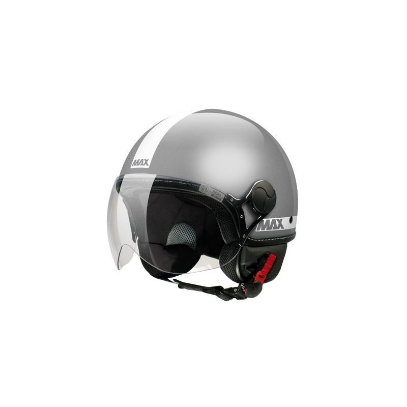 Max Power Shiny Metal Grey Jet Motorcycle Helmet
